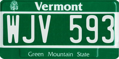 VT license plate WJV593