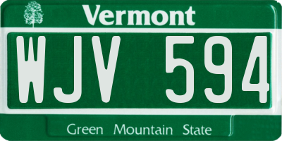 VT license plate WJV594