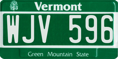 VT license plate WJV596