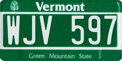 VT license plate WJV597