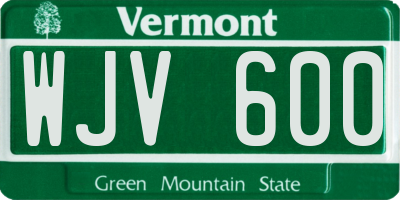 VT license plate WJV600