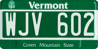 VT license plate WJV602
