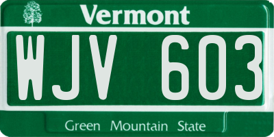 VT license plate WJV603