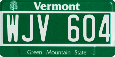 VT license plate WJV604