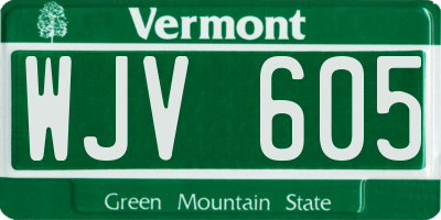 VT license plate WJV605