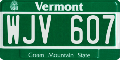 VT license plate WJV607
