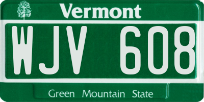 VT license plate WJV608