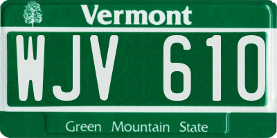 VT license plate WJV610