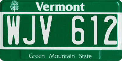 VT license plate WJV612