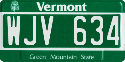 VT license plate WJV634
