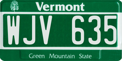 VT license plate WJV635
