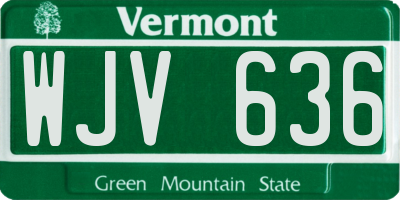 VT license plate WJV636