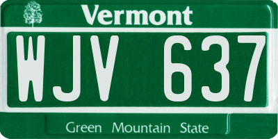 VT license plate WJV637