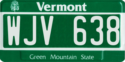 VT license plate WJV638