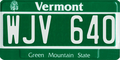 VT license plate WJV640