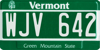 VT license plate WJV642