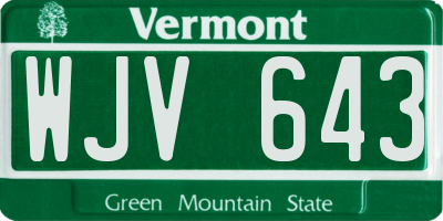 VT license plate WJV643