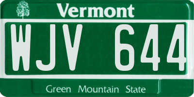 VT license plate WJV644