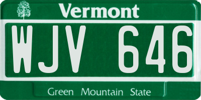 VT license plate WJV646