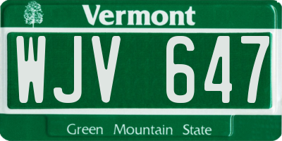 VT license plate WJV647