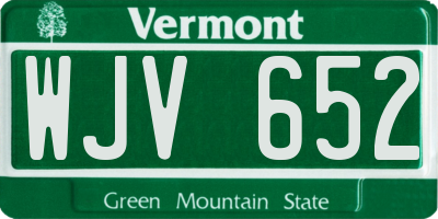 VT license plate WJV652