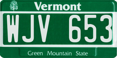 VT license plate WJV653
