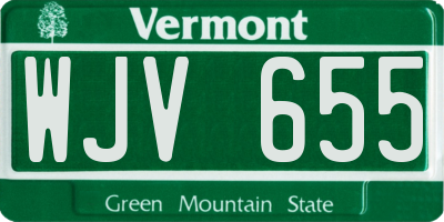 VT license plate WJV655
