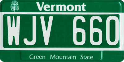 VT license plate WJV660