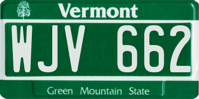 VT license plate WJV662