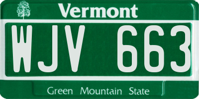 VT license plate WJV663