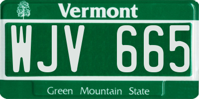 VT license plate WJV665