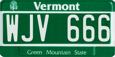 VT license plate WJV666