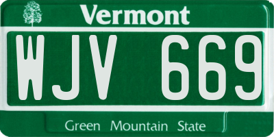 VT license plate WJV669