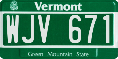 VT license plate WJV671