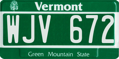 VT license plate WJV672