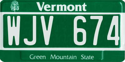 VT license plate WJV674