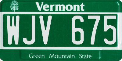 VT license plate WJV675