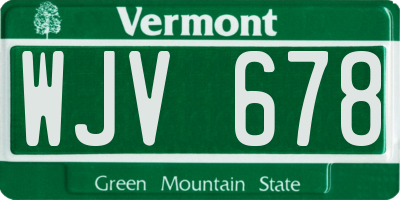 VT license plate WJV678