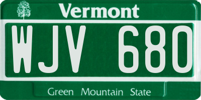 VT license plate WJV680