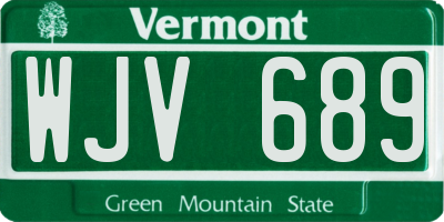 VT license plate WJV689