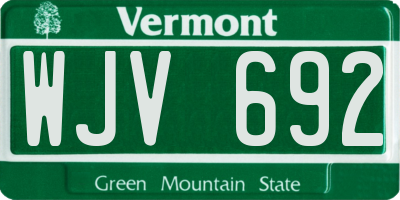 VT license plate WJV692