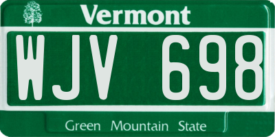 VT license plate WJV698