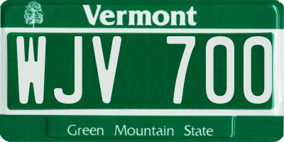 VT license plate WJV700