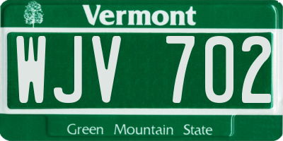 VT license plate WJV702