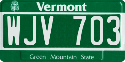 VT license plate WJV703