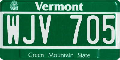 VT license plate WJV705