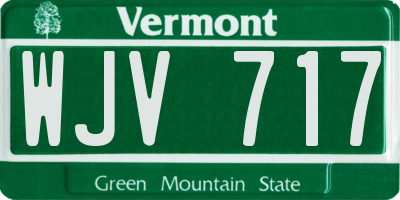 VT license plate WJV717