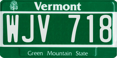 VT license plate WJV718