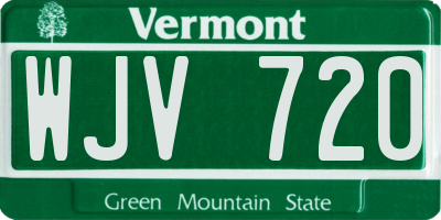 VT license plate WJV720