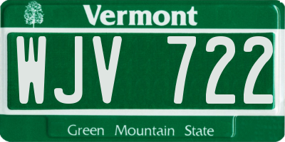 VT license plate WJV722